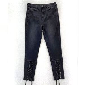 American Eagle Lace-Up Super Stretch X Skinny Jeghings Black Size 0